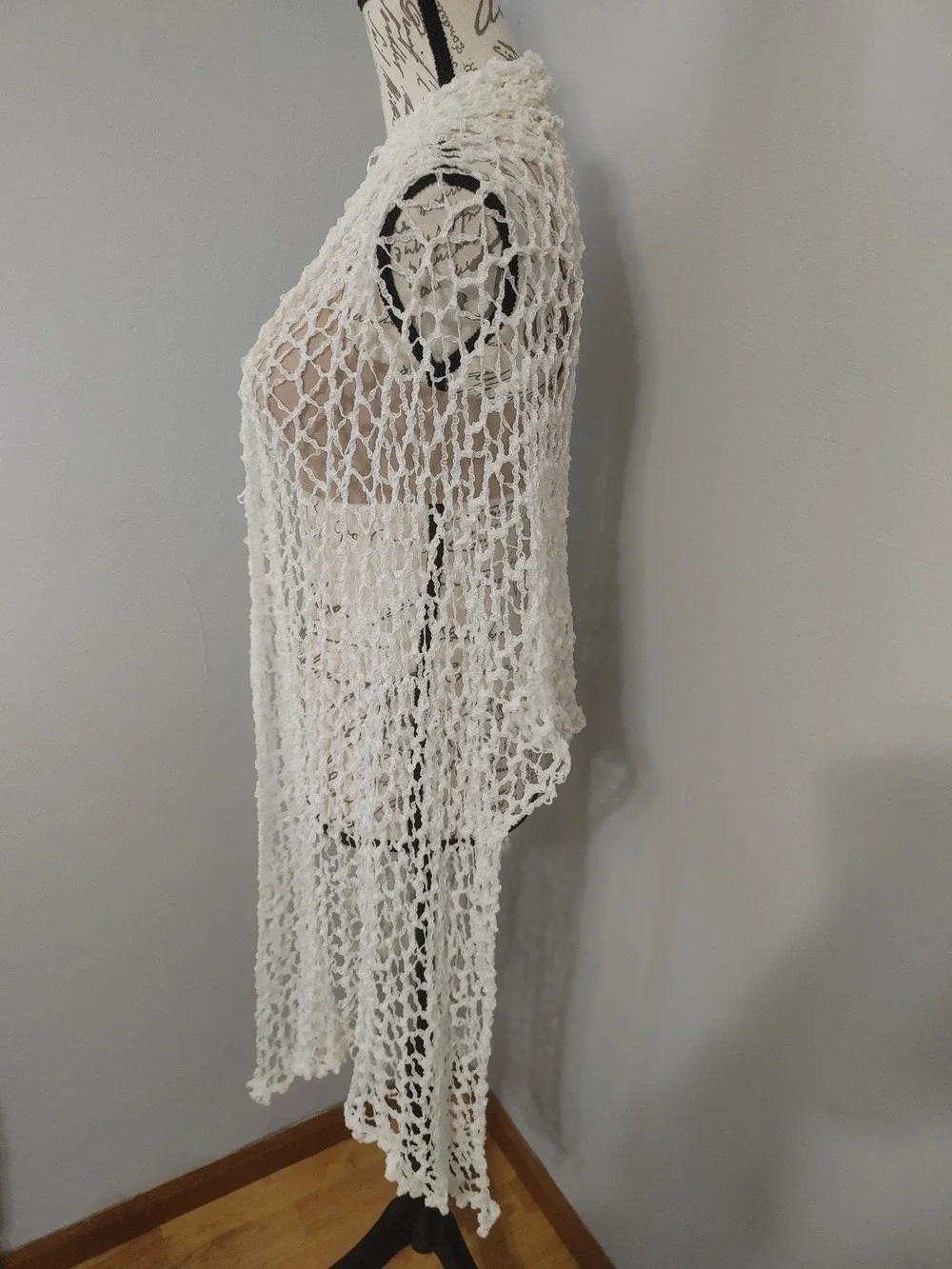 Handmade Knitted Lightweight White Open-Knit Stretchy Wedding Shawl